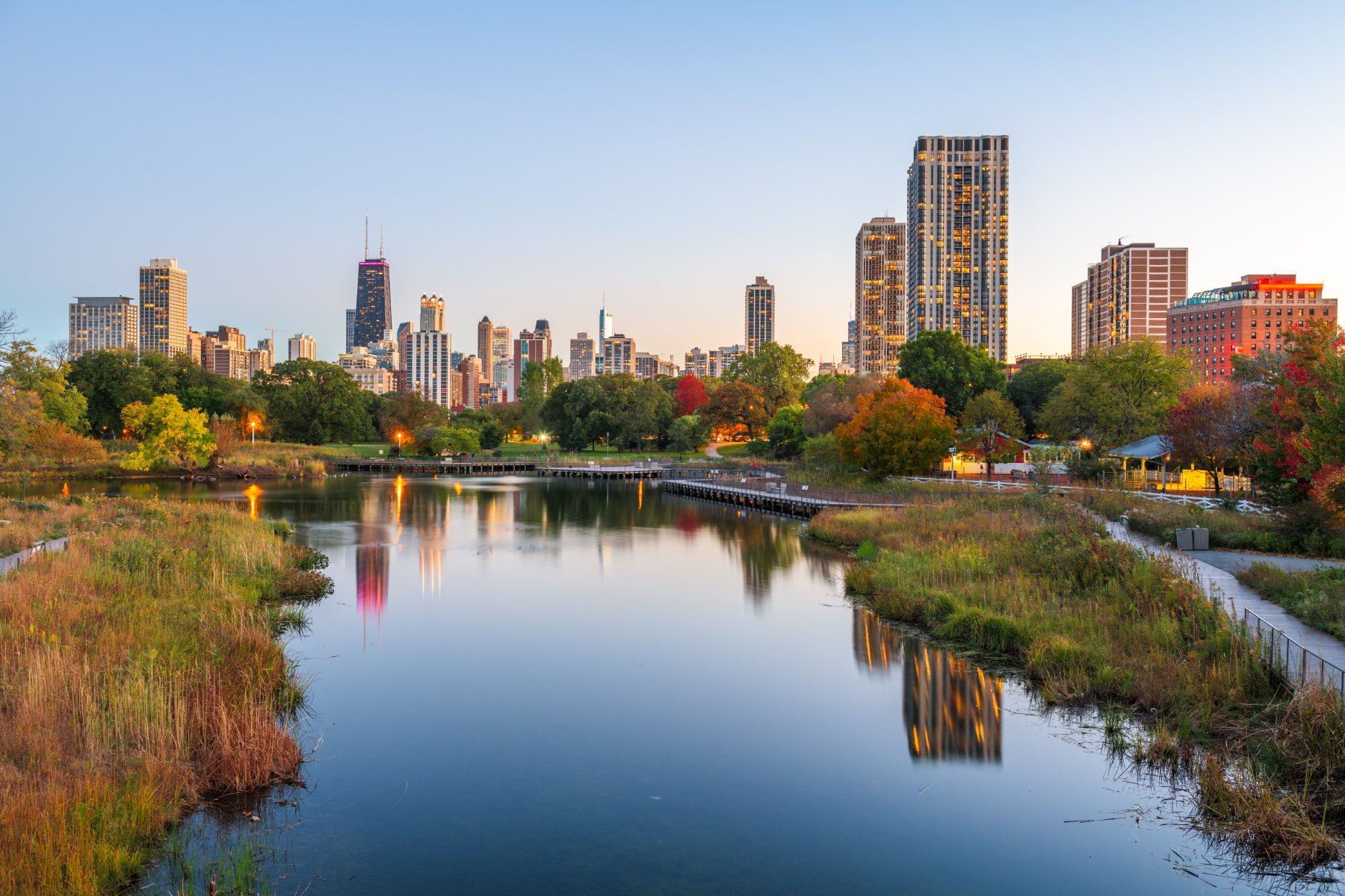 Chicago, Illinois, USA Downtown Skyline from Lincoln Park